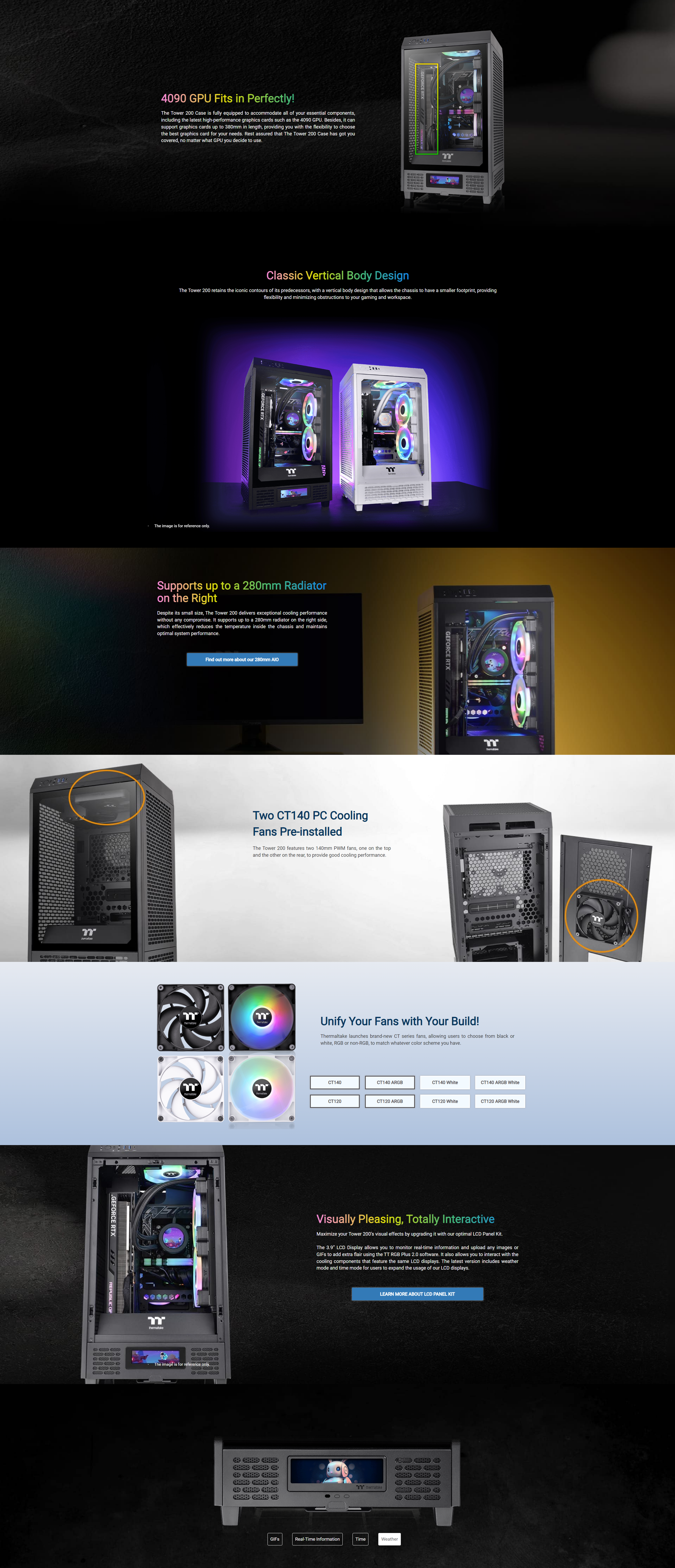 A large marketing image providing additional information about the product Thermaltake The Tower 200 - Mini Tower Case (Black) - Additional alt info not provided